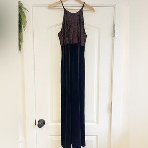 90’s Breakin’ Loose Long Chocolate Brown Velvet Halter Dress - 7/8